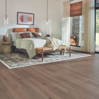 wood look laminate flooring in an Oregon City bedroom