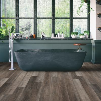 luxury vinyl plank flooring in a Oregon bathroom